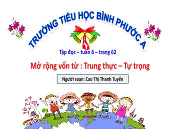 Bài giảng Tập đọc Lớp 4 - Tuần 6, Mở rộng vốn từ: Trung thực – Tự trọng - Cao Thị Thanh Tuyến