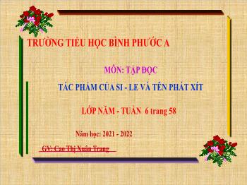 Bài giảng Tập đọc Lớp 5 - Tuần 6, Bài: Tác phẩm của Si – le và tên phát xít - Năm học 2021-2022 - Cao Thị Xuân Trang