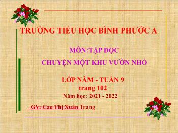 Bài giảng Tập đọc Lớp 5 - Tuần 9, Bài: Chuyện một khu vườn nhỏ - Năm học 2021-2022 - Cao Thị Xuân Trang