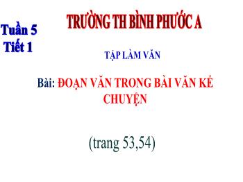 Bài giảng Tập làm văn Lớp 4 - Tuần 5, Bài: Đoạn văn trong bài văn kể chuyện - Trường Tiểu học Bình Phước A