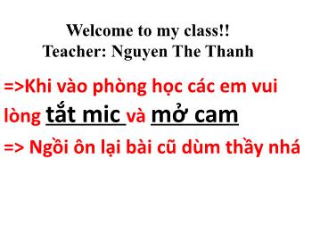 Bài giảng Tiếng Anh Lớp 3 - Theme 1: Hello - Năm học 2021-2022