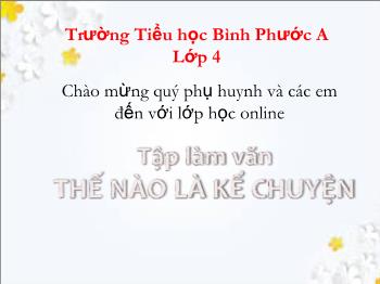 Bài giảng Tiếng Việt Lớp 4 - Tuần 1, Tập làm văn: Thế nào là kể chuyện - Trường Tiểu học Bình Phước A