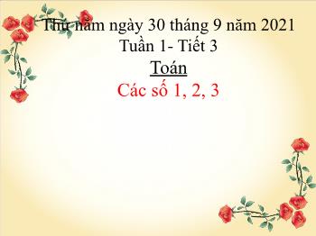 Bài giảng Toán Lớp 1 (Cánh diều) - Tuần 1, Tiết 3, Bài: Các số 1, 2, 3 - Năm học 2021-2022
