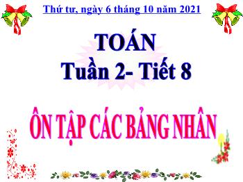 Bài giảng Toán Lớp 3 - Tuần 2, Tiết 8, Bài: Ôn tập các bảng nhân - Năm học 2021-2022 - Trường Tiểu học Bình Phước A
