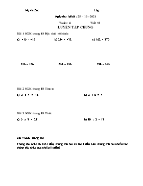 Bài giảng Toán Lớp 3 - Tuần 4 - Năm học 2021-2022 - Trường Tiểu học Bình Phước A