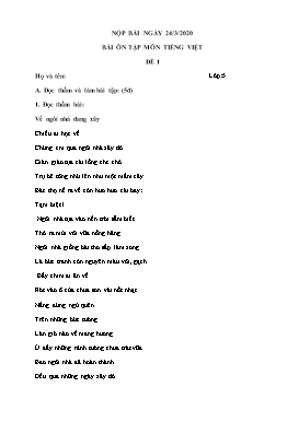 Bài ôn tập lần 2 môn Tiếng Việt Lớp 5 - Năm học 2019-2020