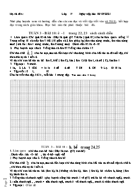 Bài tập môn Tiếng Việt Lớp 1 (Cánh diều) - Tuần 3 - Năm học 2021-2022
