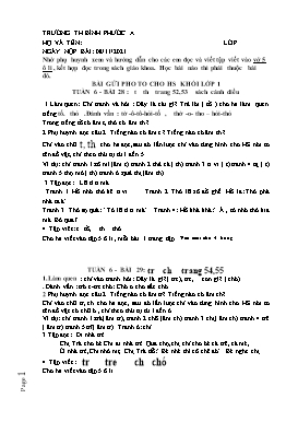 Bài tập môn Tiếng Việt Lớp 1 (Cánh diều) - Tuần 6 - Năm học 2021-2022 - Trường Tiểu học Bình Phước A
