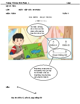 Bài tập môn Toán Lớp 2 (Chân trời sáng tạo) - Tuần 3 - Năm học 2021-2022 - Trường Tiểu học Bình Phước A