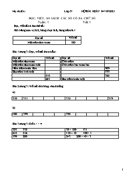 Bài tập Toán Lớp 3 - Tuần 1 - Năm học 2021-2022 - Trường Tiểu học Bình Phước A