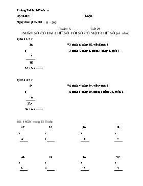 Bài tập Toán Lớp 3 - Tuần 5 - Năm học 2021-2022 - Trường Tiểu học Bình Phước A (Có đáp án)
