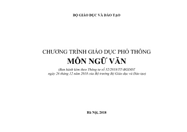 Chương trình giáo dục phổ thông môn Ngữ văn - Năm 2018