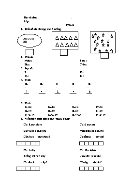 Đề ôn tập đợt 5 môn Tiếng Việt, Toán Lớp 1