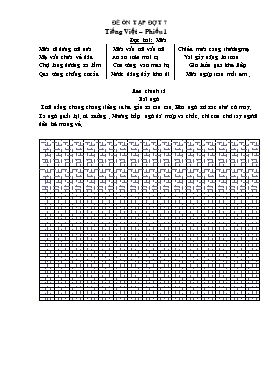 Đề ôn tập đợt 7 môn Tiếng Việt, Toán Lớp 1