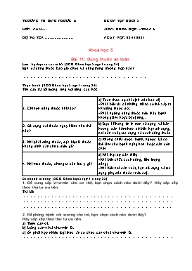 Đề ôn tập môn Khoa học, Lịch sử Khối 5 - Tuần 6 - Năm học 2021-2022 - Trường Tiểu học Bình Phước A