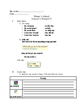 Đề ôn tập môn Tiếng Anh Lớp 5 - Theme 1: School