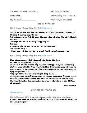 Đề ôn tập môn Tiếng Việt Khối 5 - Tuần 10 - Năm học 2021-2022 - Trường Tiểu học Bình Phước A