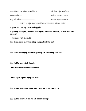 Đề ôn tập môn Tiếng Việt Khối 5 - Tuần 4 - Năm học 2021-2022 - Trường Tiểu học Bình Phước A