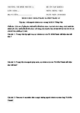 Đề ôn tập môn Tiếng Việt Lớp 4 - Tuần 4 - Năm học 2021-2022 - Trường Tiểu học Bình Phước A