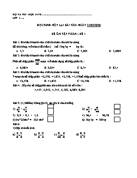 Đề ôn tập Toán Khối 5 - Năm học 2019-2020