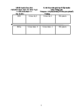 Đề thi học sinh giỏi lớp 8 cấp huyện môn Tiếng Anh (Có đáp án)