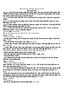 Đề thi thi thử Olympic môn Lịch sử Lớp 8
