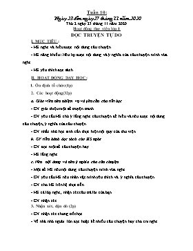 Giáo án Âm nhạc Tiểu học - Tuần 10 - Năm học 2023-2023 - Nguyễn Thị Loan