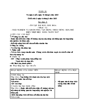 Giáo án Âm nhạc Tiểu học - Tuần 21 - Năm học 2023-2023 - Nguyễn Thị Loan
