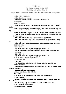 Giáo án Hoạt động trải nghiệm Lớp 1, 2 - Tuần 33 - Năm học 2022-2023 - Nguyễn Thị Minh Ngọc