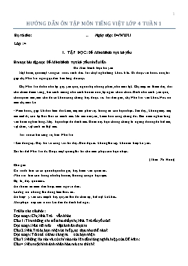 Hướng dẫn ôn tập môn Tiếng Việt Lớp 4 - Tuần 1
