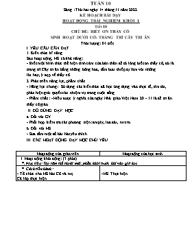 Kế hoạch bài dạy Âm nhạc Lớp 1, 2, 3 - Tuần 10 - Năm học 2021-2022 - Nguyễn Thị Thu Hương