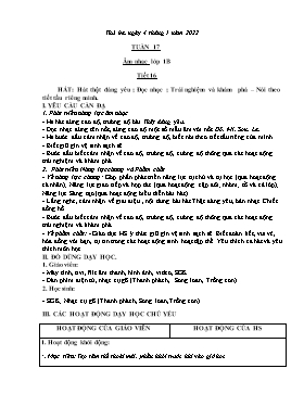 Kế hoạch bài dạy Âm nhạc Lớp 1, 2, 3 - Tuần 17 - Năm học 2021-2022 - Nguyễn Thị Thu Hương