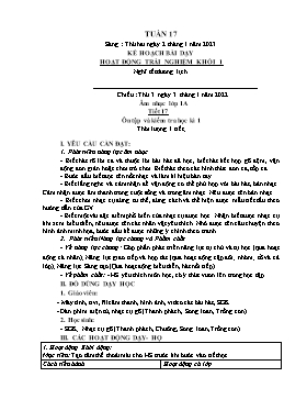 Kế hoạch bài dạy Âm nhạc Lớp 1, 2, 3 - Tuần 17 - Năm học 2022-2023 - Nguyễn Thị Thu Hương