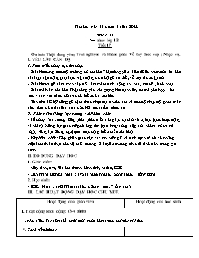 Kế hoạch bài dạy Âm nhạc Lớp 1, 2, 3 - Tuần 18 - Năm học 2021-2022 - Nguyễn Thị Thu Hương