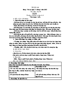 Kế hoạch bài dạy Âm nhạc Lớp 1, 2, 3 - Tuần 18 - Năm học 2022-2023 - Nguyễn Thị Thu Hương