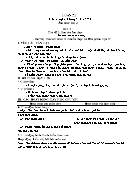 Kế hoạch bài dạy Âm nhạc Lớp 1, 2, 3 - Tuần 21 - Năm học 2021-2022 - Nguyễn Thị Thu Hương