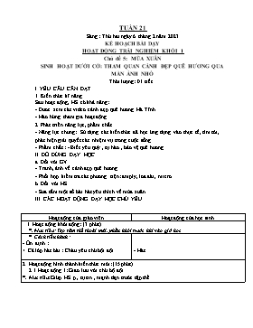 Kế hoạch bài dạy Âm nhạc Lớp 1, 2, 3 - Tuần 21 - Năm học 2022-2023 - Nguyễn Thị Thu Hương