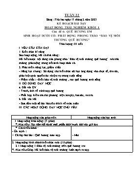 Kế hoạch bài dạy Âm nhạc Lớp 1, 2, 3 - Tuần 22 - Năm học 2022-2023 - Nguyễn Thị Thu Hương