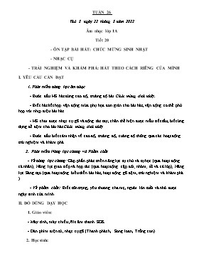 Kế hoạch bài dạy Âm nhạc Lớp 1, 2, 3 - Tuần 26 - Năm học 2021-2022 - Nguyễn Thị Thu Hương