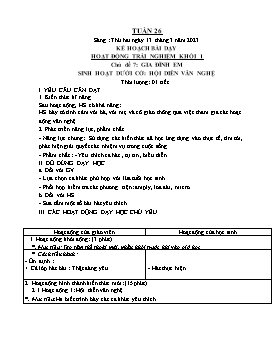 Kế hoạch bài dạy Âm nhạc Lớp 1, 2, 3 - Tuần 26 - Năm học 2022-2023 - Nguyễn Thị Thu Hương
