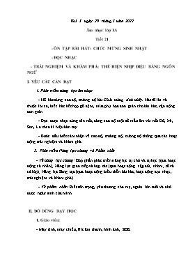 Kế hoạch bài dạy Âm nhạc Lớp 1, 2, 3 - Tuần 27 - Năm học 2021-2022 - Nguyễn Thị Thu Hương