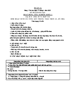 Kế hoạch bài dạy Âm nhạc Lớp 1, 2, 3 - Tuần 31 - Năm học 2022-2023 - Nguyễn Thị Thu Hương