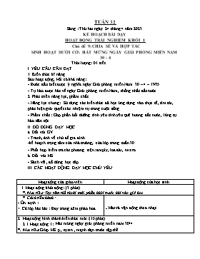 Kế hoạch bài dạy Âm nhạc Lớp 1, 2, 3 - Tuần 32 - Năm học 2022-2023 - Nguyễn Thị Thu Hương