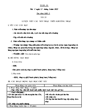 Kế hoạch bài dạy Âm nhạc Lớp 1, 2, 3 - Tuần 33 - Năm học 2021-2022 - Nguyễn Thị Thu Hương