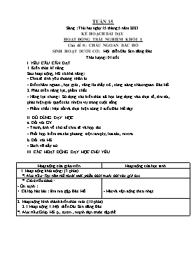 Kế hoạch bài dạy Âm nhạc Lớp 1, 2, 3 - Tuần 35 - Năm học 2021-2022 - Nguyễn Thị Thu Hương