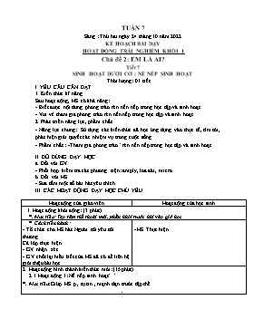 Kế hoạch bài dạy Âm nhạc Lớp 1, 2, 3 - Tuần 7 - Năm học 2021-2022 - Nguyễn Thị Thu Hương