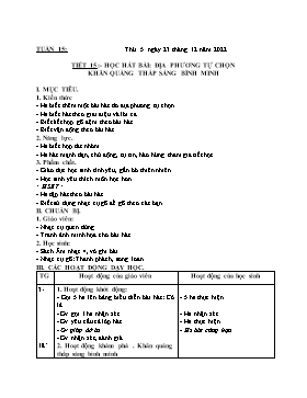 Kế hoạch bài dạy Âm nhạc Lớp 4 - Tuần 15, Tiết 15: Học hát bài: Địa phương tự chọn 