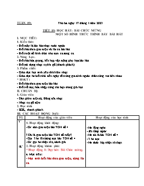 Kế hoạch bài dạy Âm nhạc Lớp 4 - Tuần 19, Tiết 19: Học hát: Bài chúc mừng, Một số hình thức trình bày bài hát - Năm học 2022-2023 - Nguyễn Anh Vũ