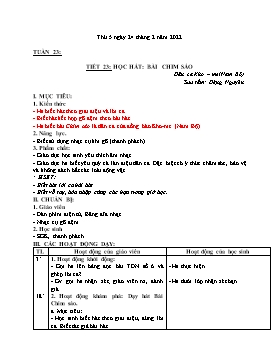 Kế hoạch bài dạy Âm nhạc Lớp 4 - Tuần 23, Tiết 23: Học hát: Bài Chim sáo - Năm học 2022-2023 - Nguyễn Anh Vũ