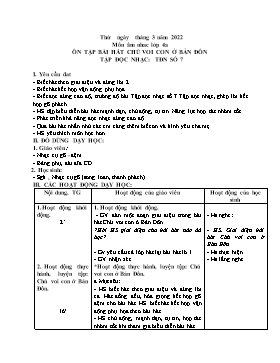 Kế hoạch bài dạy Âm nhạc Lớp 4 - Tuần 26 - Năm học 2021-2022 - Nguyễn Anh Vũ
